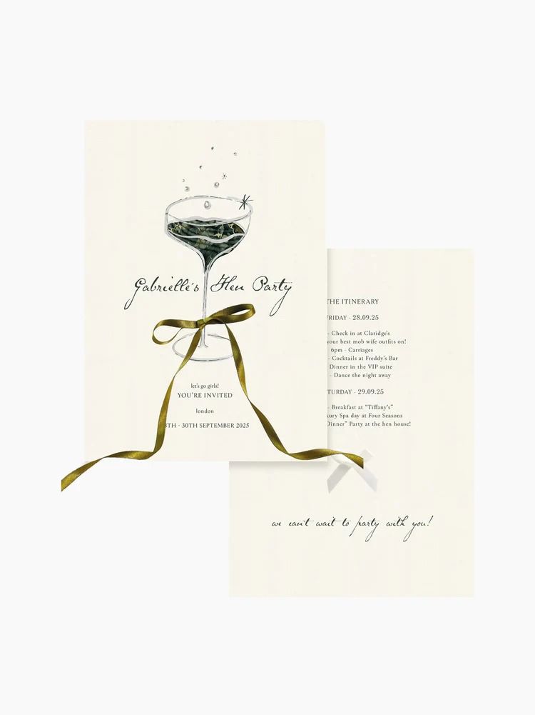 Green Hen Party & Bachelorette Invite Card | The Go-To