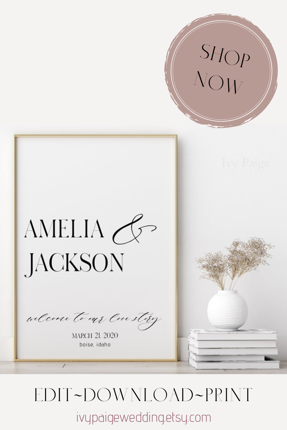 Arya — Modern Wedding Welcome Sign Template, Minimal Wedding Welcome Sign, Printable Wedding Welcome