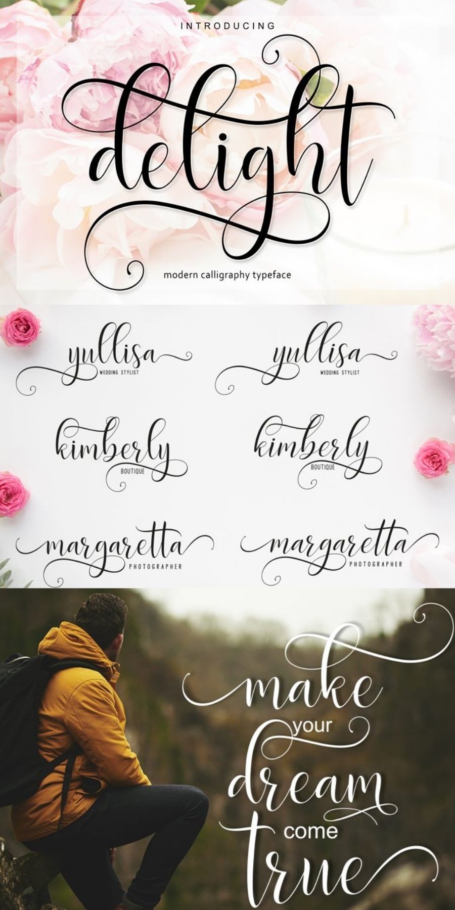 Delight Script calligraphy style font🤍