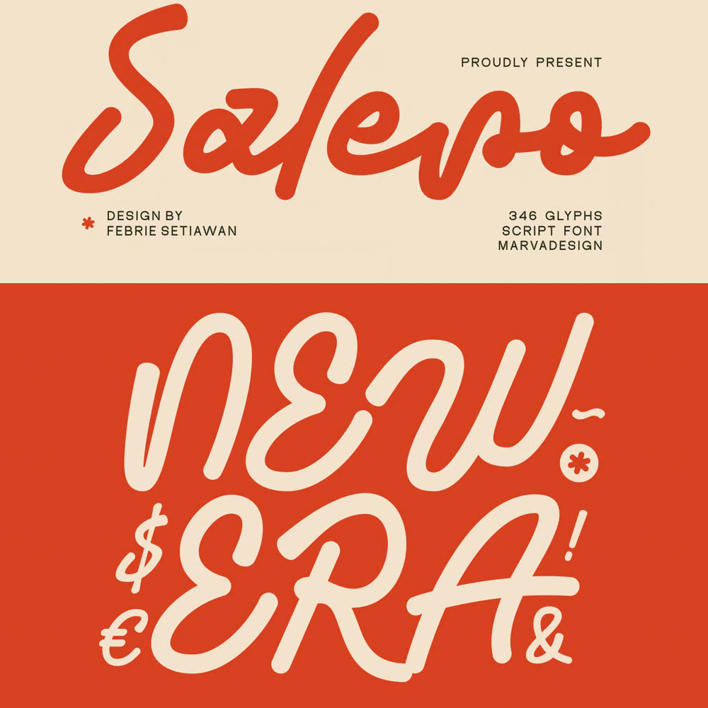 Salero is a script and handwritten font that exudes a distinctive character in every glyph