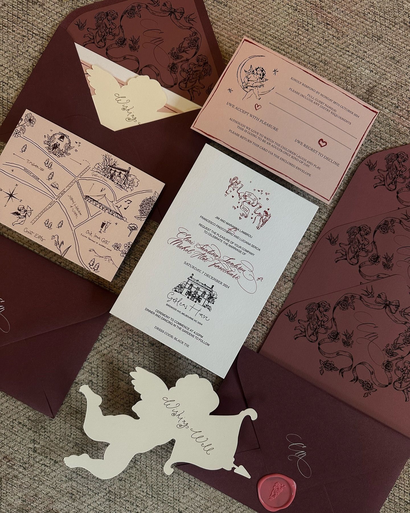 Romantic Red Wedding Invitations by Alexandra Drinkwater
