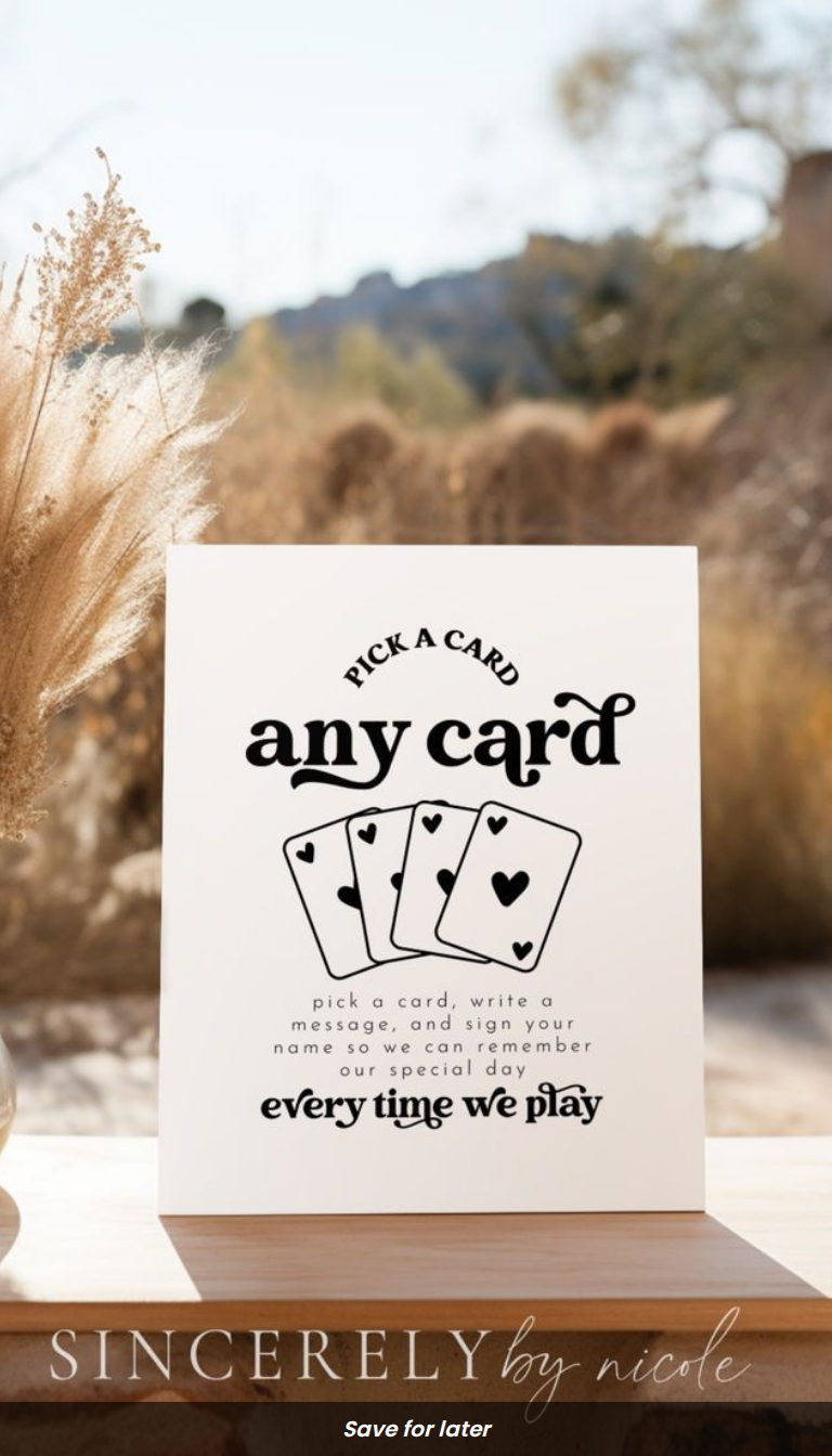 Pick a Card Wedding Guestbook Table Sign