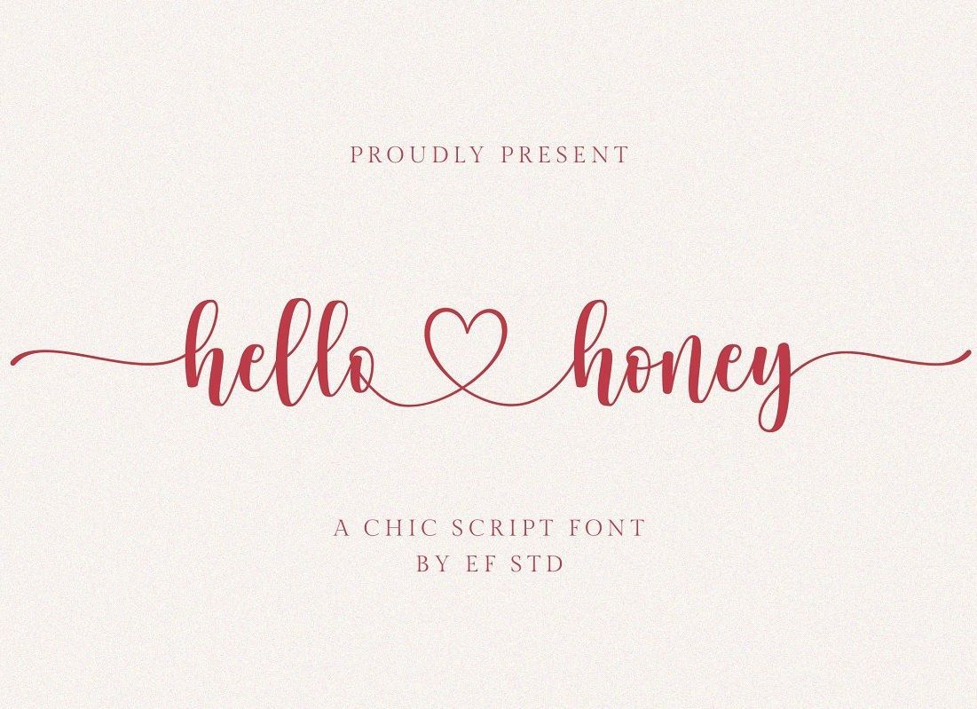 Chic Hello Honey Handwritten Script Font for Valentines Day Designs