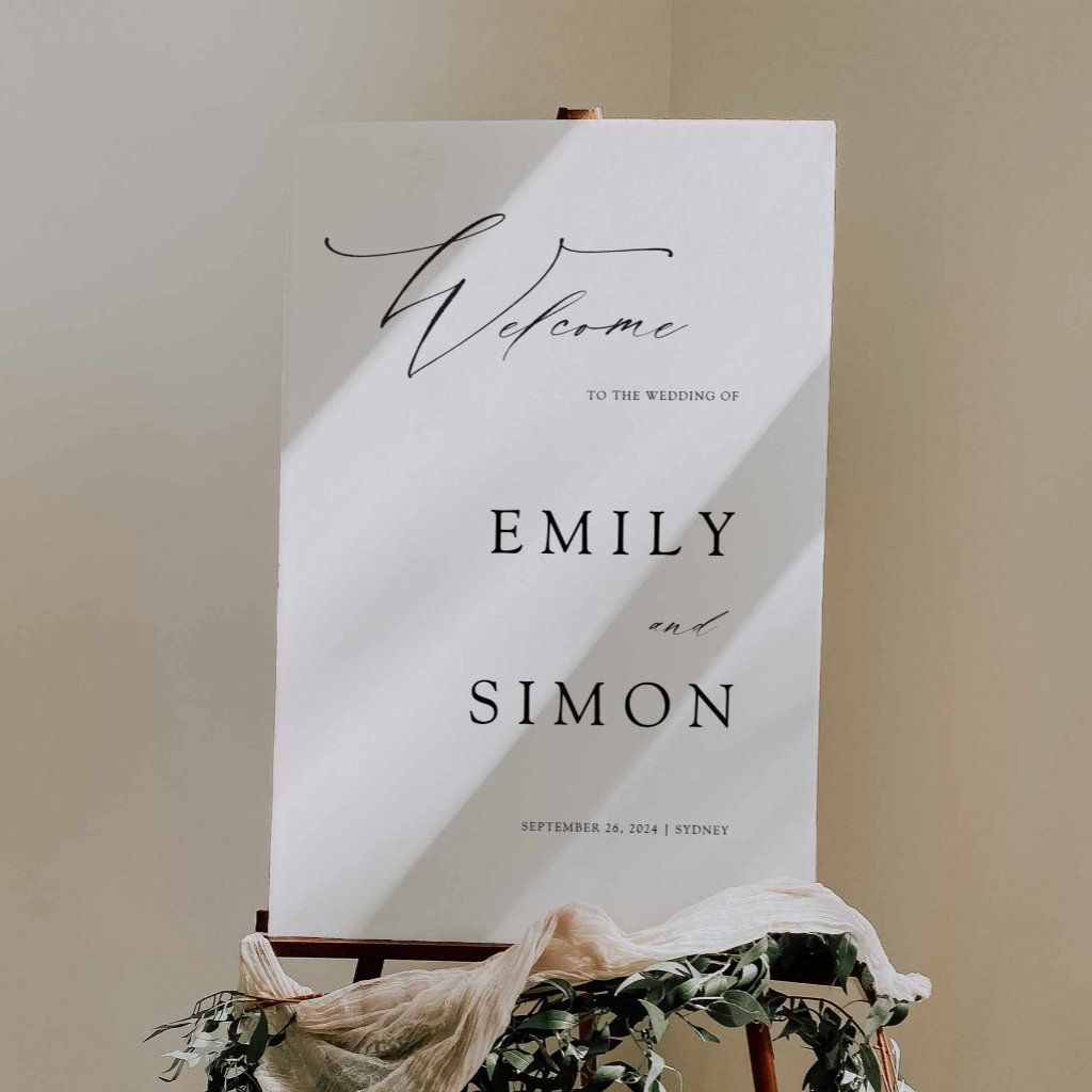 Modern Elegant Calligraphy Wedding Welcome Sign