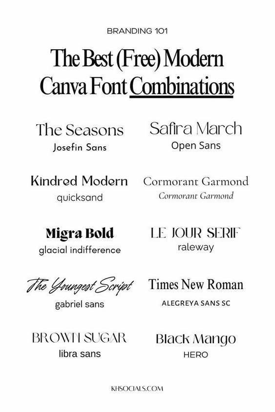 10 of the Best Free Canva Font Combinations for Modern Branding Handwriting font | Font combination