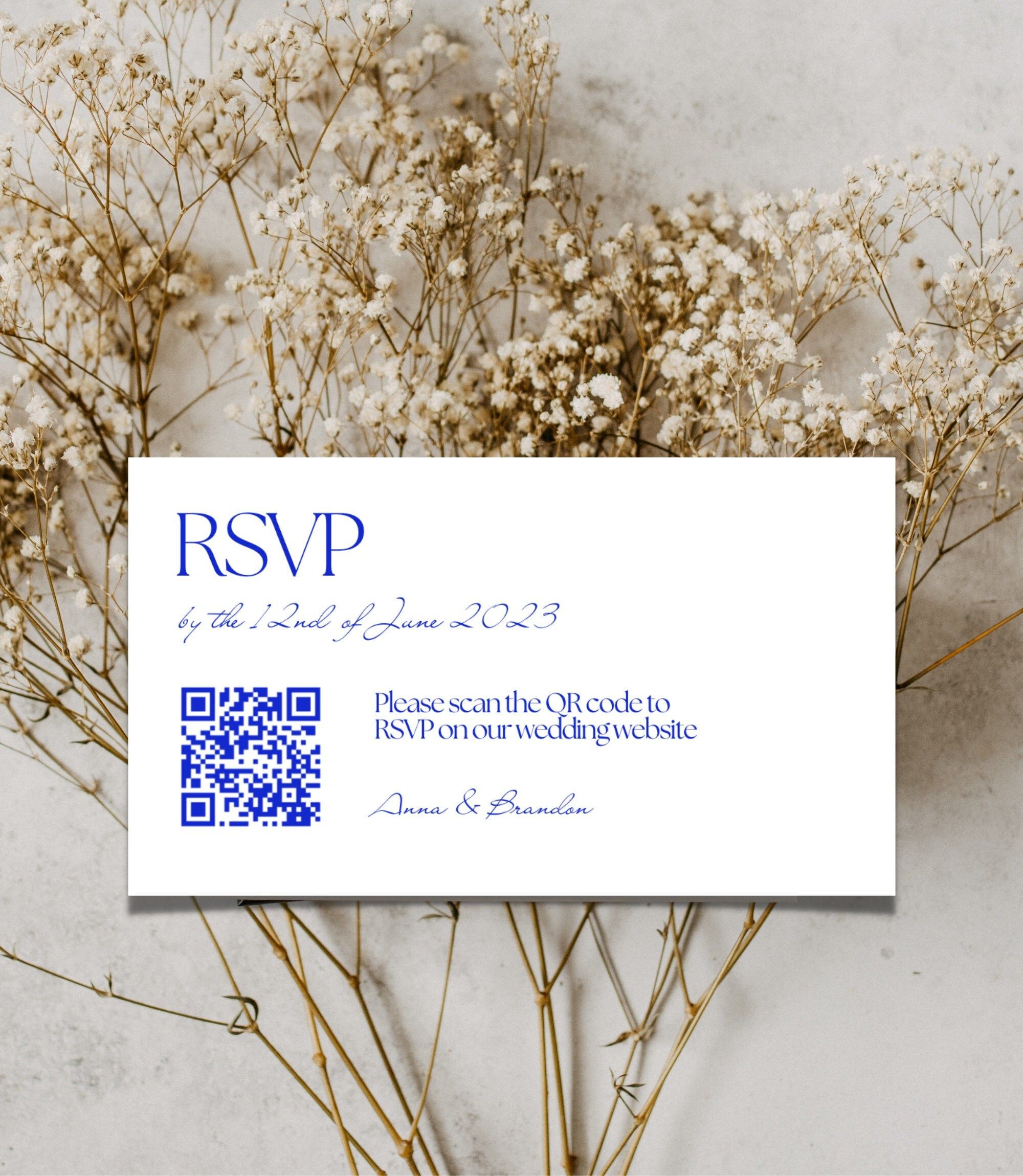 QR Code Wedding Website Template, QR Code Wedding RSVP, Modern Wedding Card Design, Wedding Rsvp Card Editable, Wedding Qr Code Printable