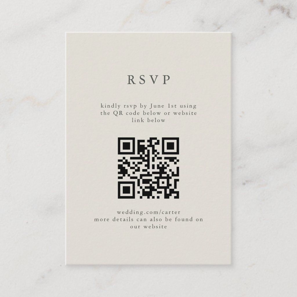 Serif Elegant Modern Wedding QR Code RSVP Enclosure Card
