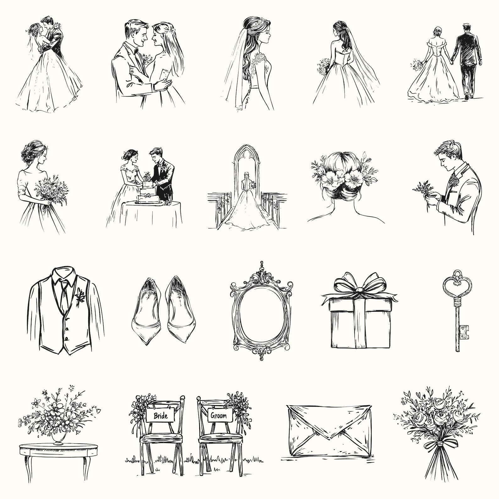 Elegant Wedding Illustration Bundle, Floral & Venue Graphics for Invitations, Signage, Branding, Wedding Png/vector, Valentine’s Day Set SVG — Etsy