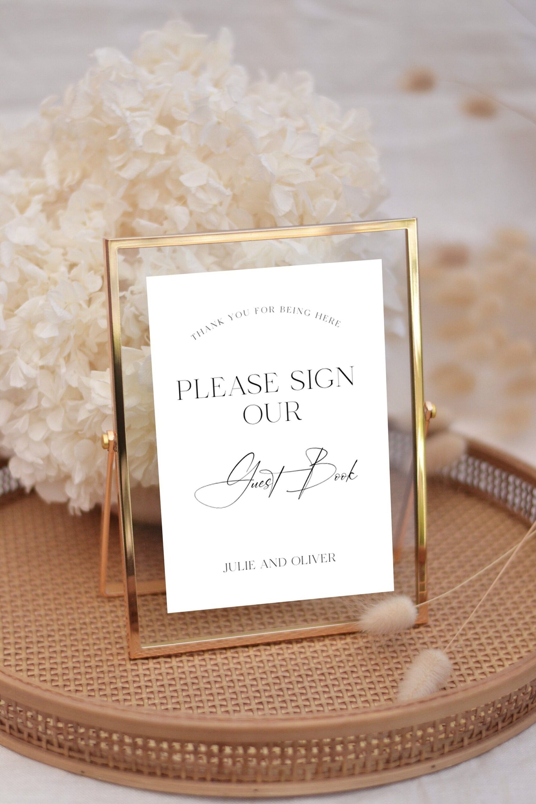 Modèle de signe de livre d’or de mariage de calligraphie Modèle de signe minimal Modèle de signe modifiable DIY Signe de mariage