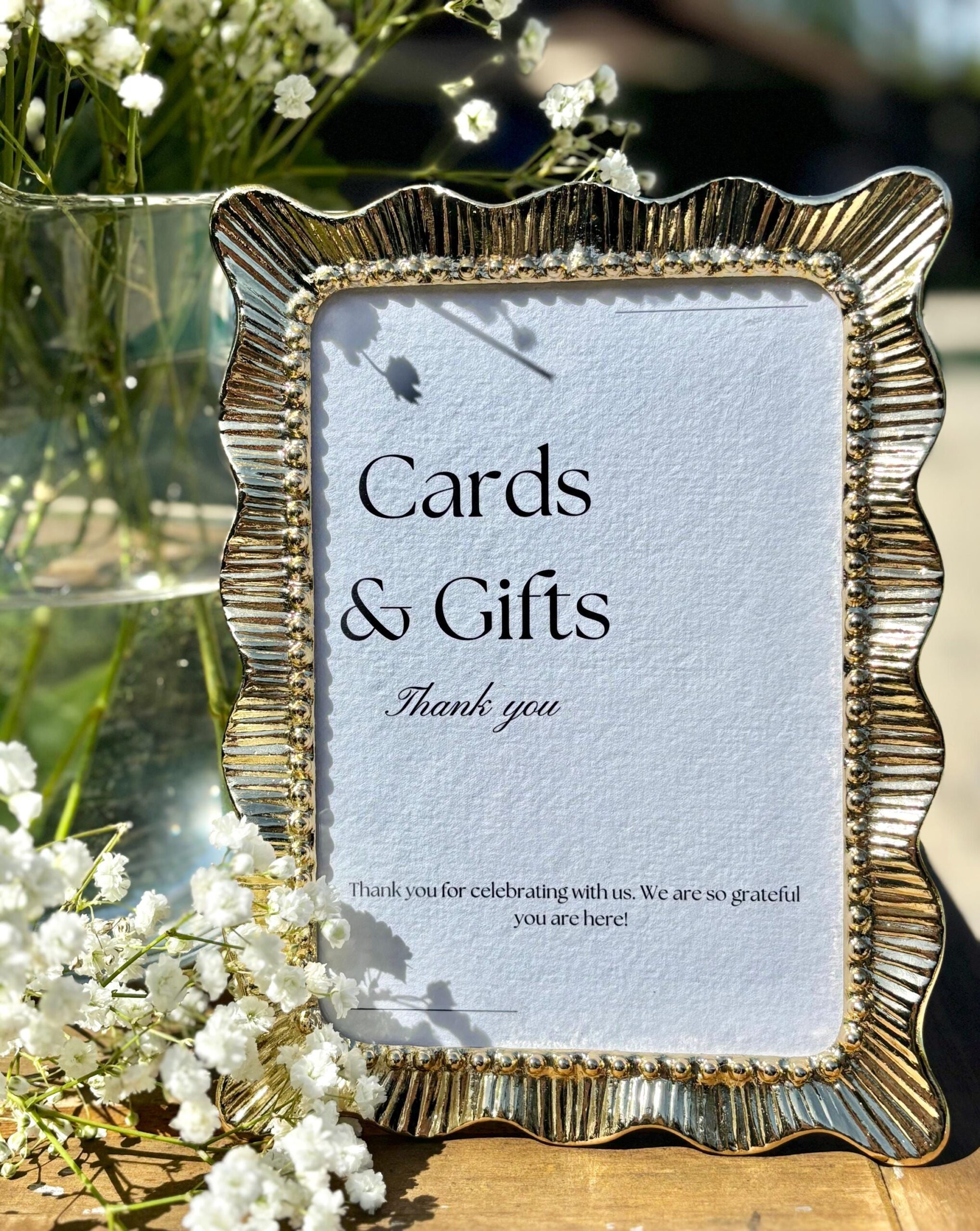 Enseigne élégante pour cartes et cadeaux, décoration de table de mariage (modèle à télécharger)