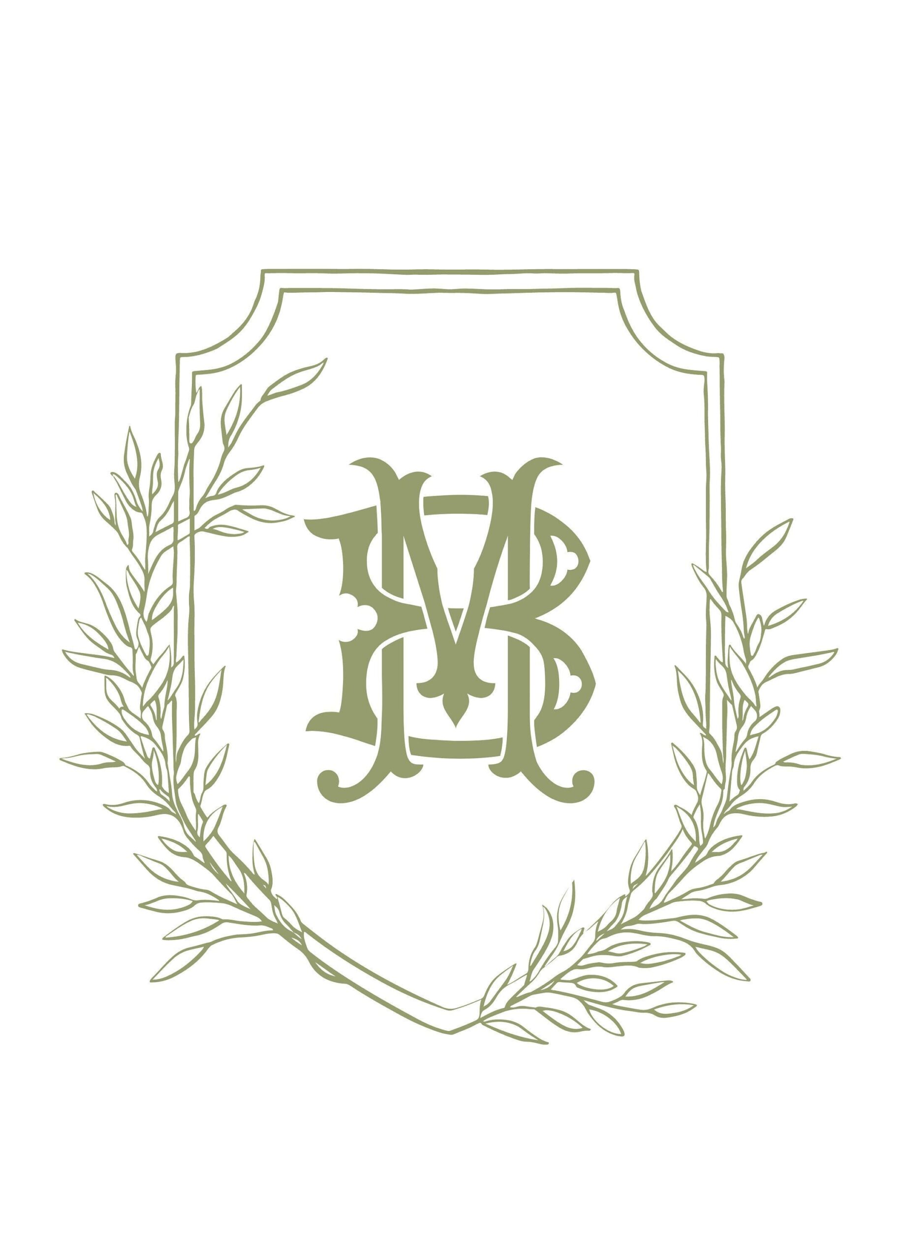 Wedding Logo Monogram Font: Minimalist Crest with Bold Initials