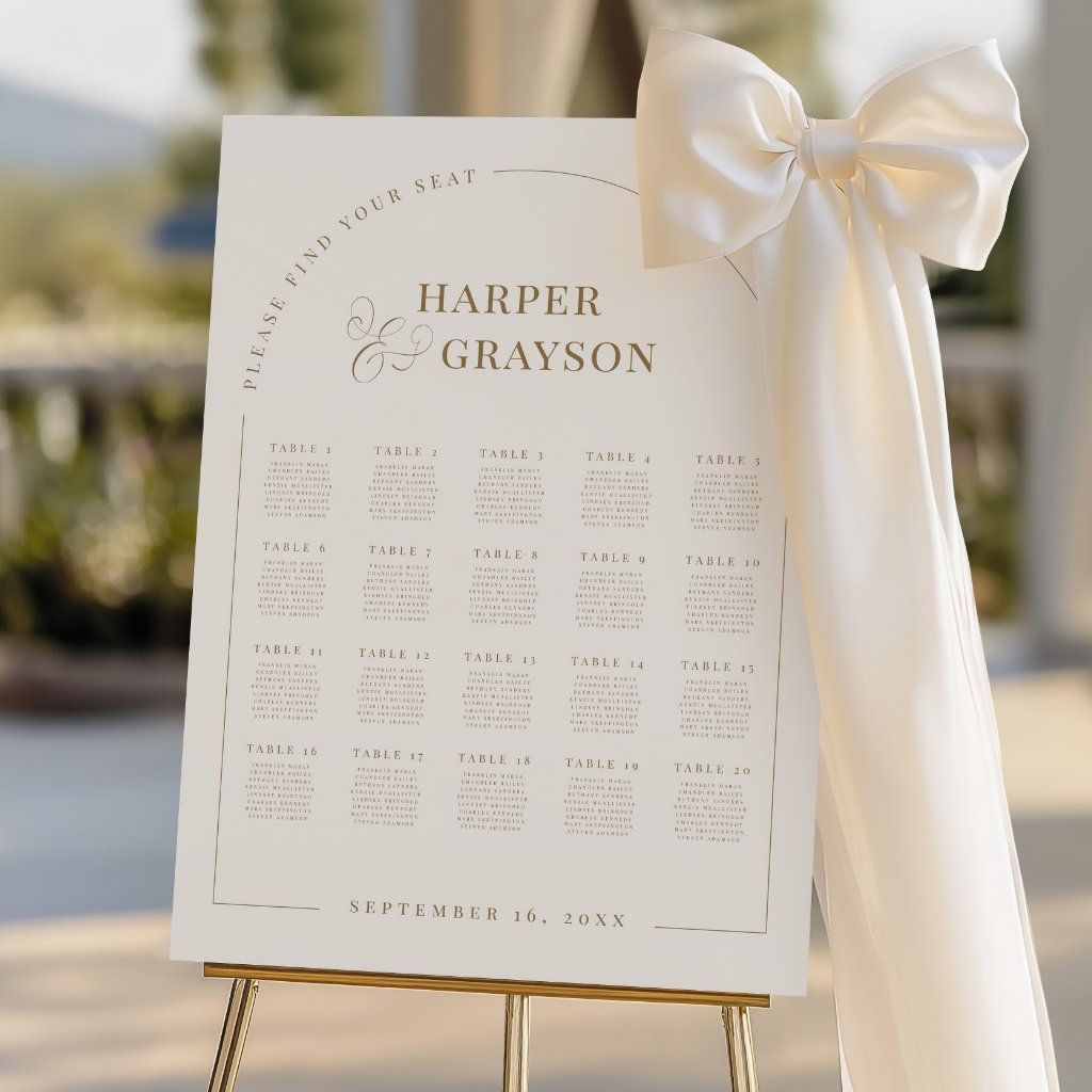Modern Wedding Seating Chart Minimal 20 Table Sign