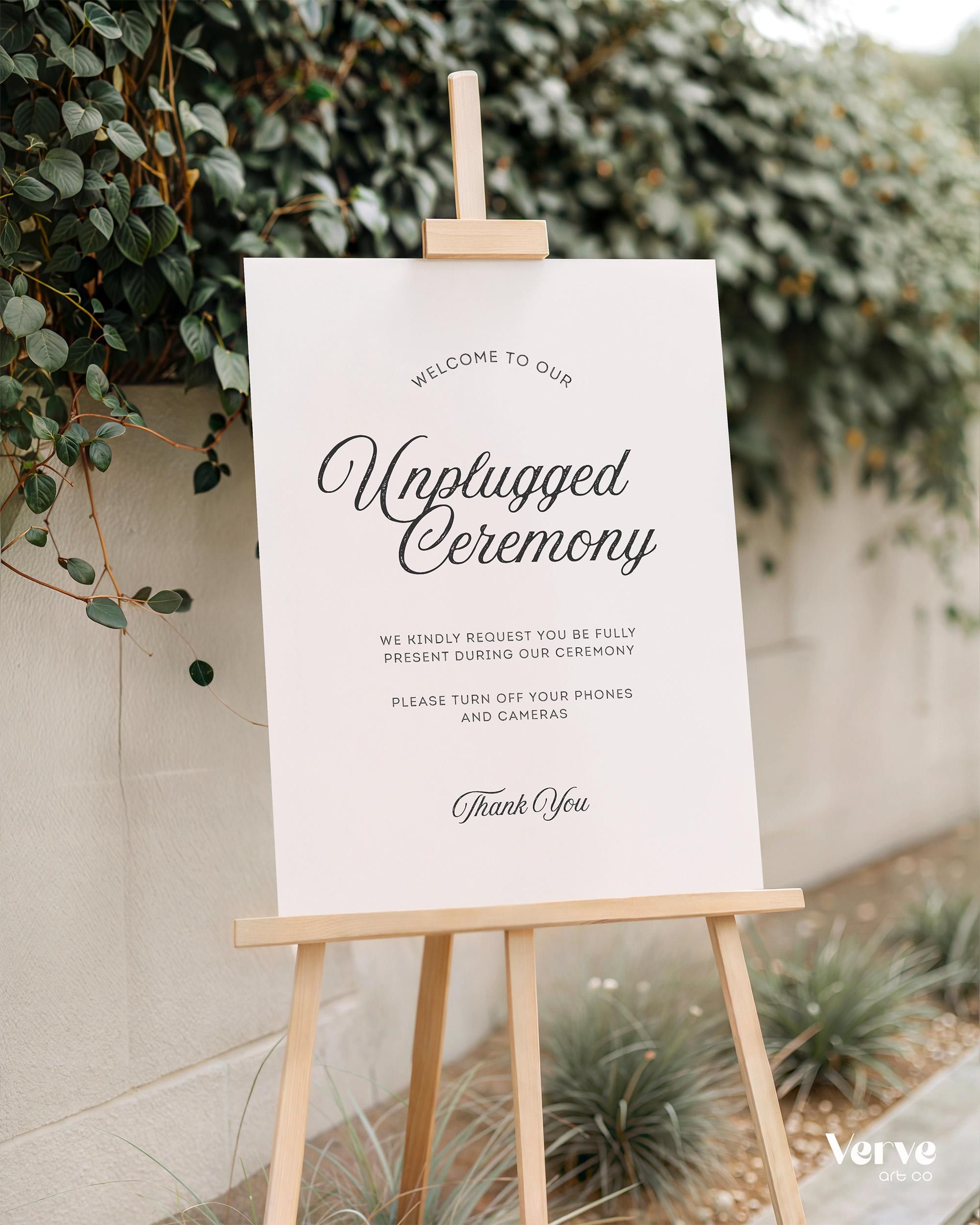 Rustic Unplugged Ceremony Sign (Editable Canva Template) (WT37)