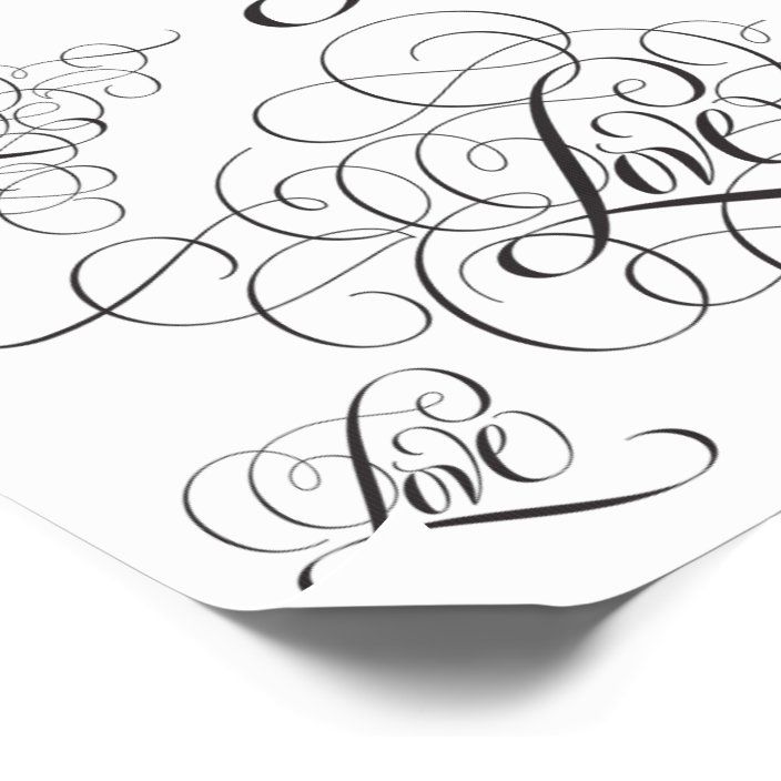 Ornate Fancy LOVE Calligraphy Lettering Script Temporary Tattoos | Zazzle
