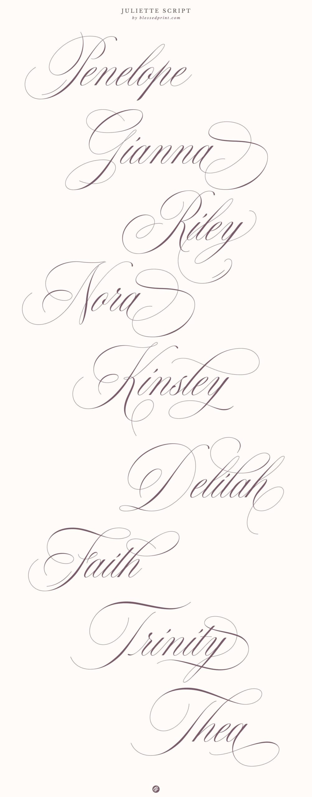Juliette Font | Romantic wedding script by Blessed Print