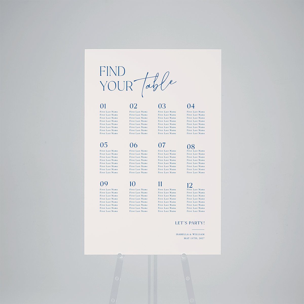 Nothing Fancy Standard Seating Chart Large