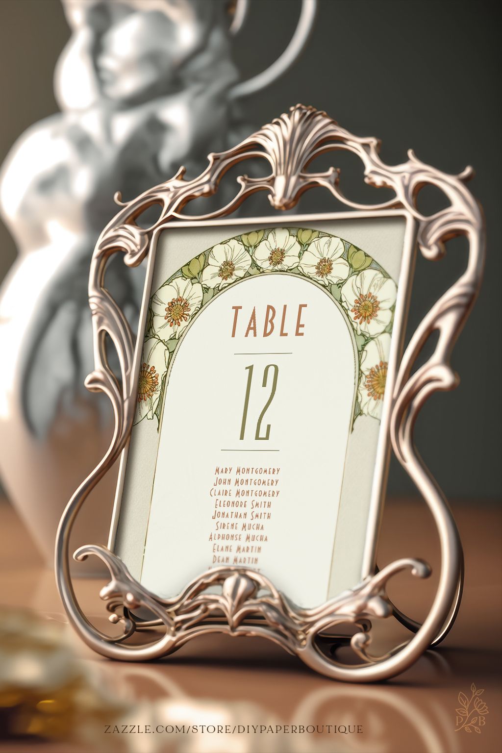 Table Numbers Vintage Lilies Art Nouveau Wedding