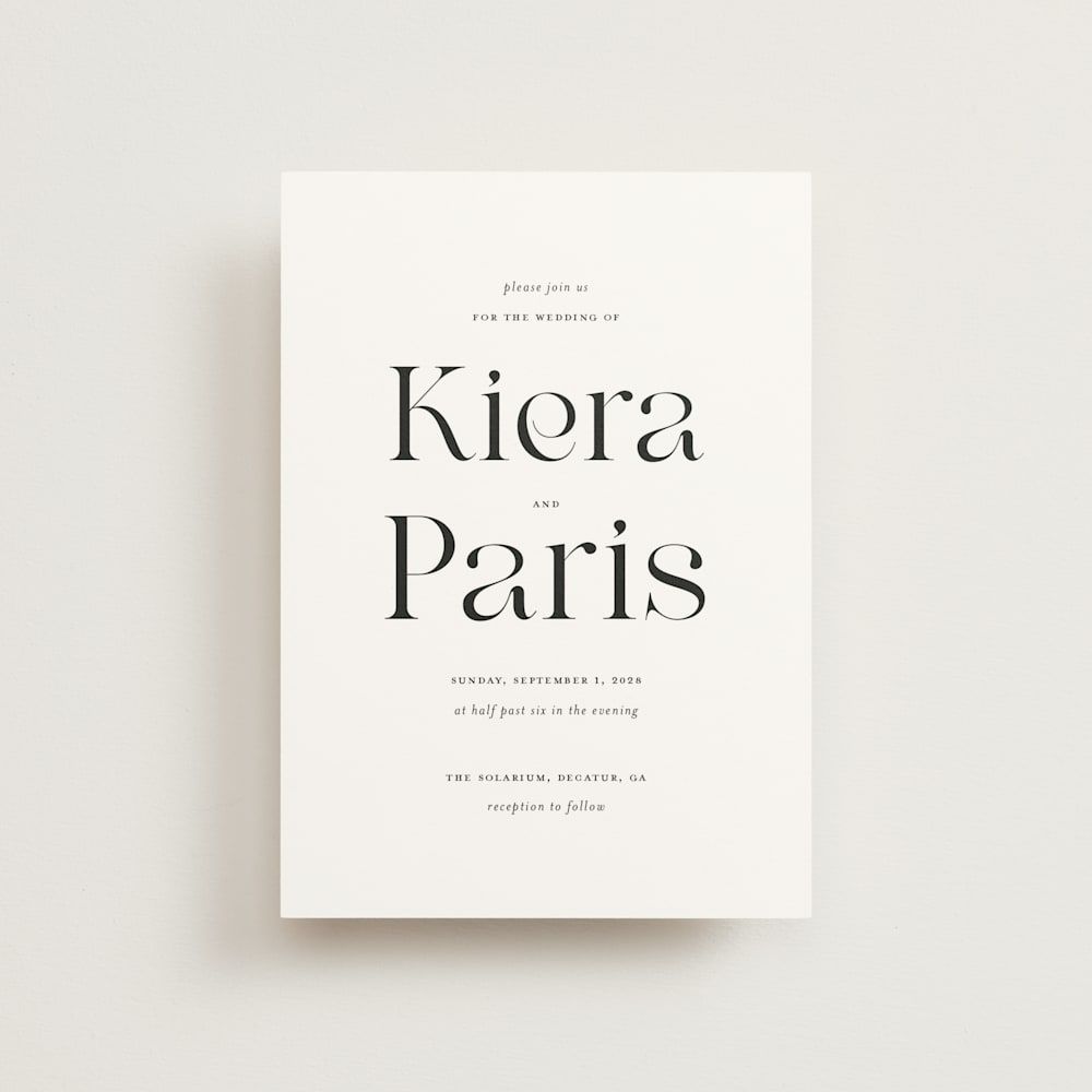 Petite Wedding Invitations Simple Embellished Note — Black