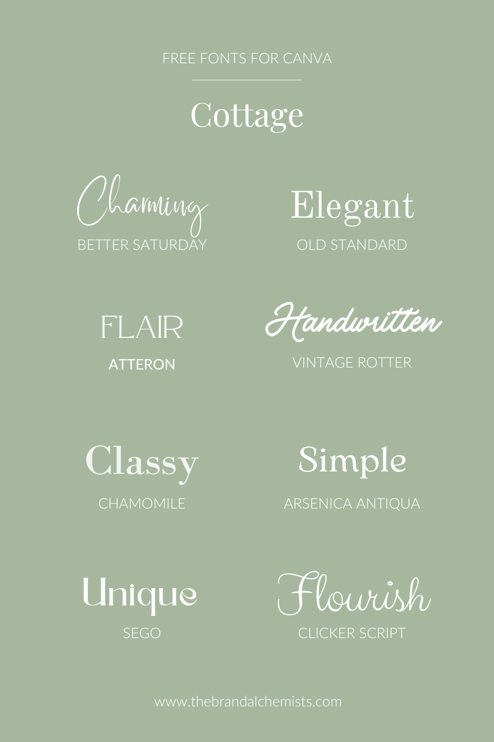 Free Fonts for Canva- Cottage Style