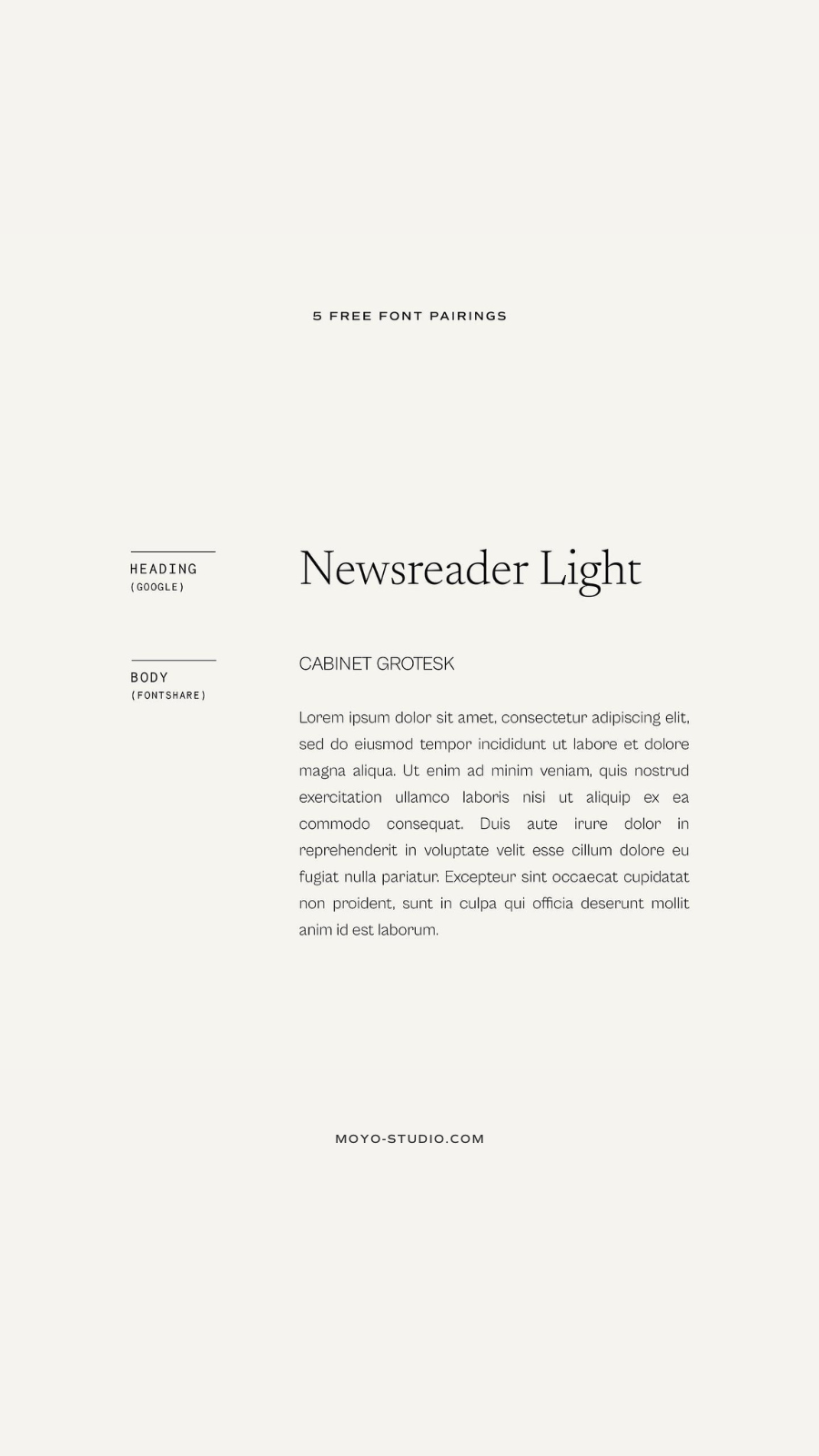 Five Free Font Pairings — by MOYO Studio🩶