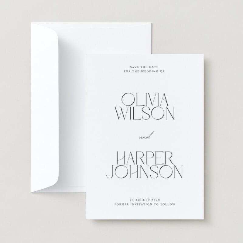 Canva Modern Delicate the Date Invitation, White/Black, Matte Finish, Pack of 50, 5″ x 7″, Premium Paper, Deluxe Paper, Hemp Paper