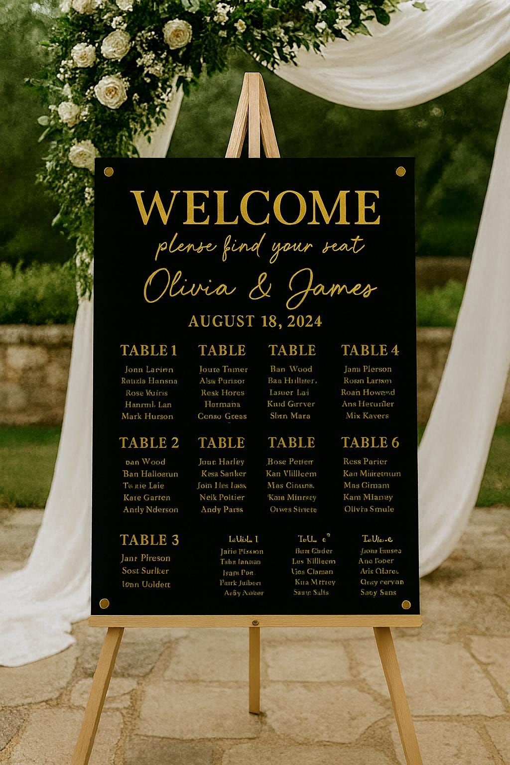 Custom Acrylic Wedding Seating Chart: Elegant Reception Sign