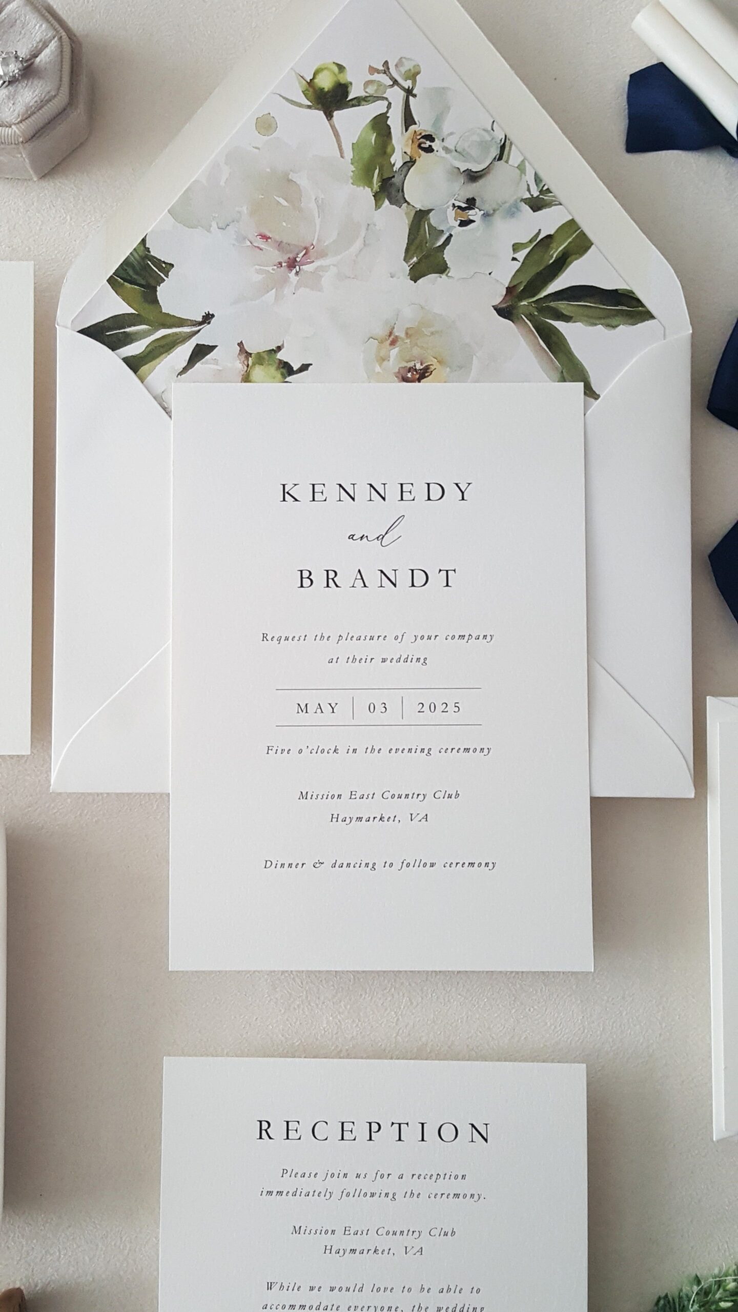 Navy Blue Kennedy Suite Wedding Invitation — Deposit