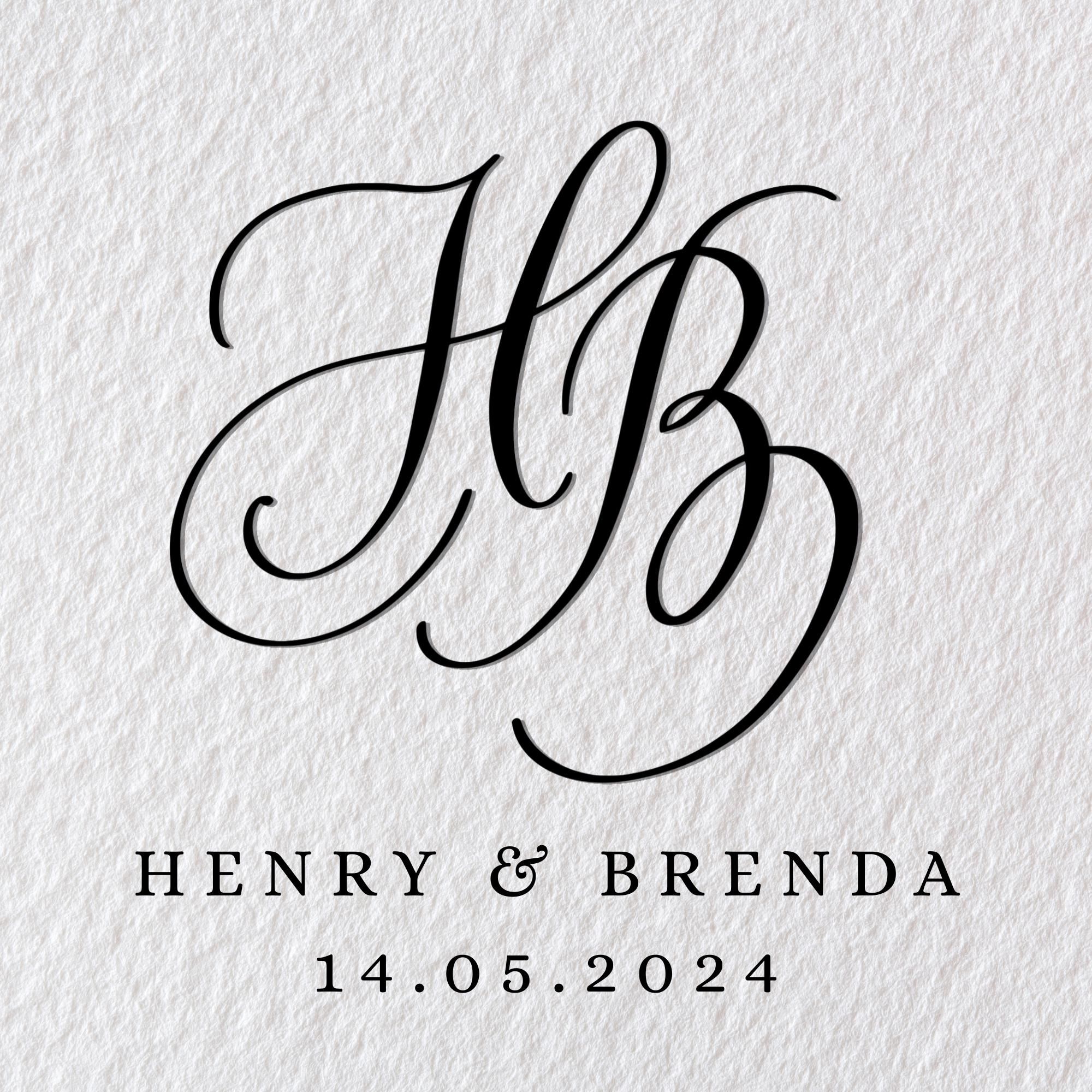 Logo monogramme de calligraphie personnalisé — Initiales de mariage sur cuivre — Fichier numérique monogramme manuscrit — Marque et papeterie personnalisées