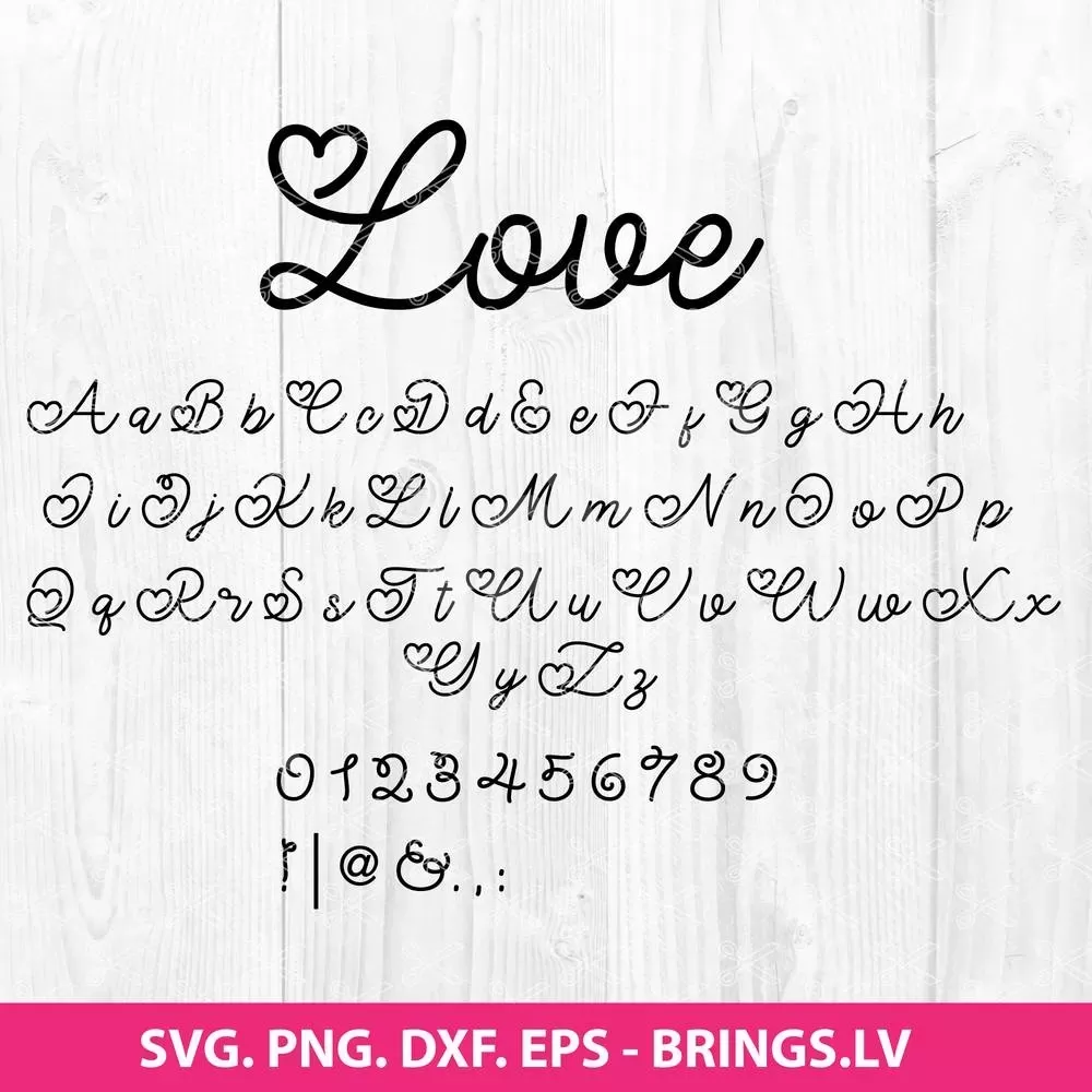 Hand Drawn Love Valentine Font SVG – Letters With Hearts SVG – Handwritten SVG