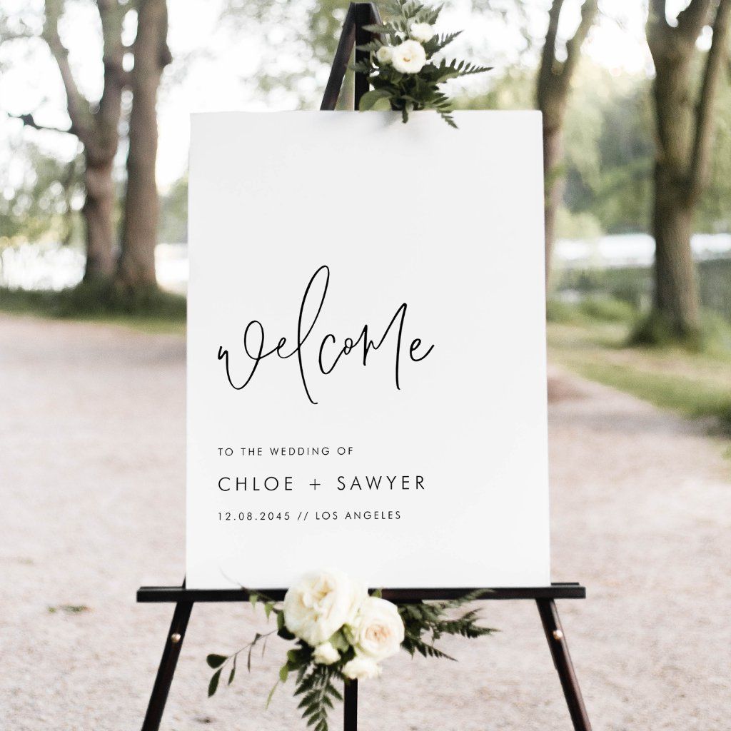 Black Minimalist Handwritten Script Wedding Poster