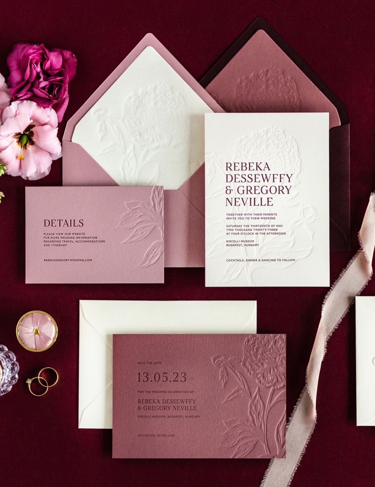 Romantic blooming gardens inspired letterpress wedding invitation — Tale of Paeonia