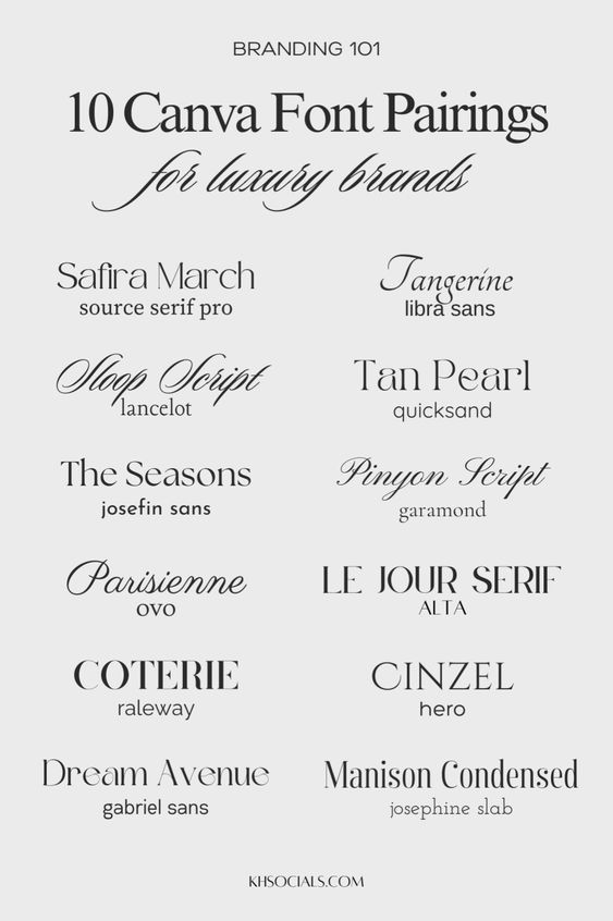 The Best (Free) Canva Font Pairings for Luxury Brands | Typography & Font | Branding
