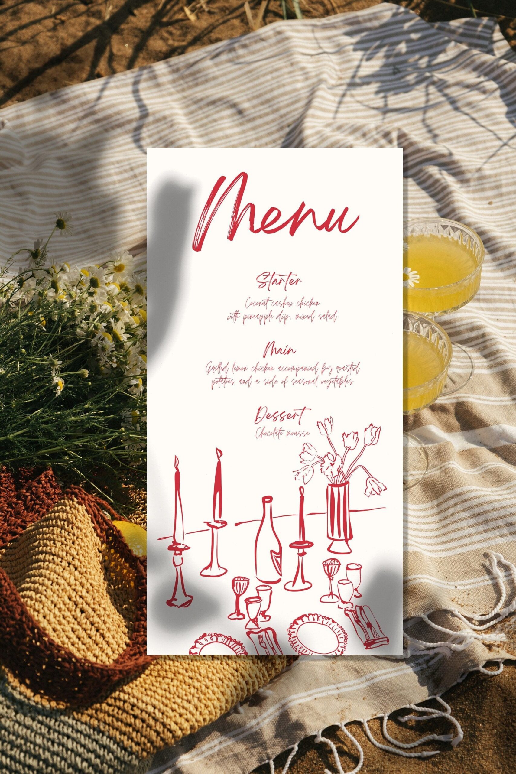 Whimsical Hand-Drawn Wedding Menu