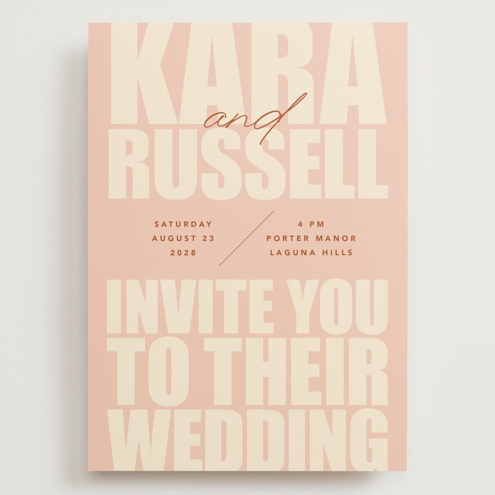 Grand Wedding Invitations Modern Typographical Poster — Pink
