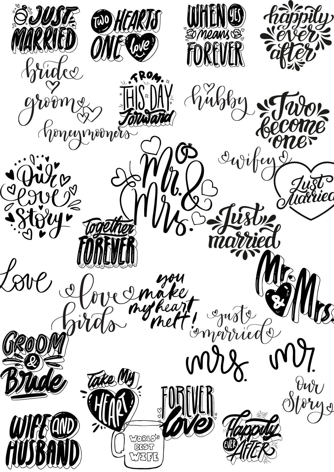 Mariage SVG/32 polices de caractères/Bundle de polices de mariage/Citations de mariage/Panneaux de mariage/chemises de mariage/mariage Cricut/mariée SVG/marié SVG
