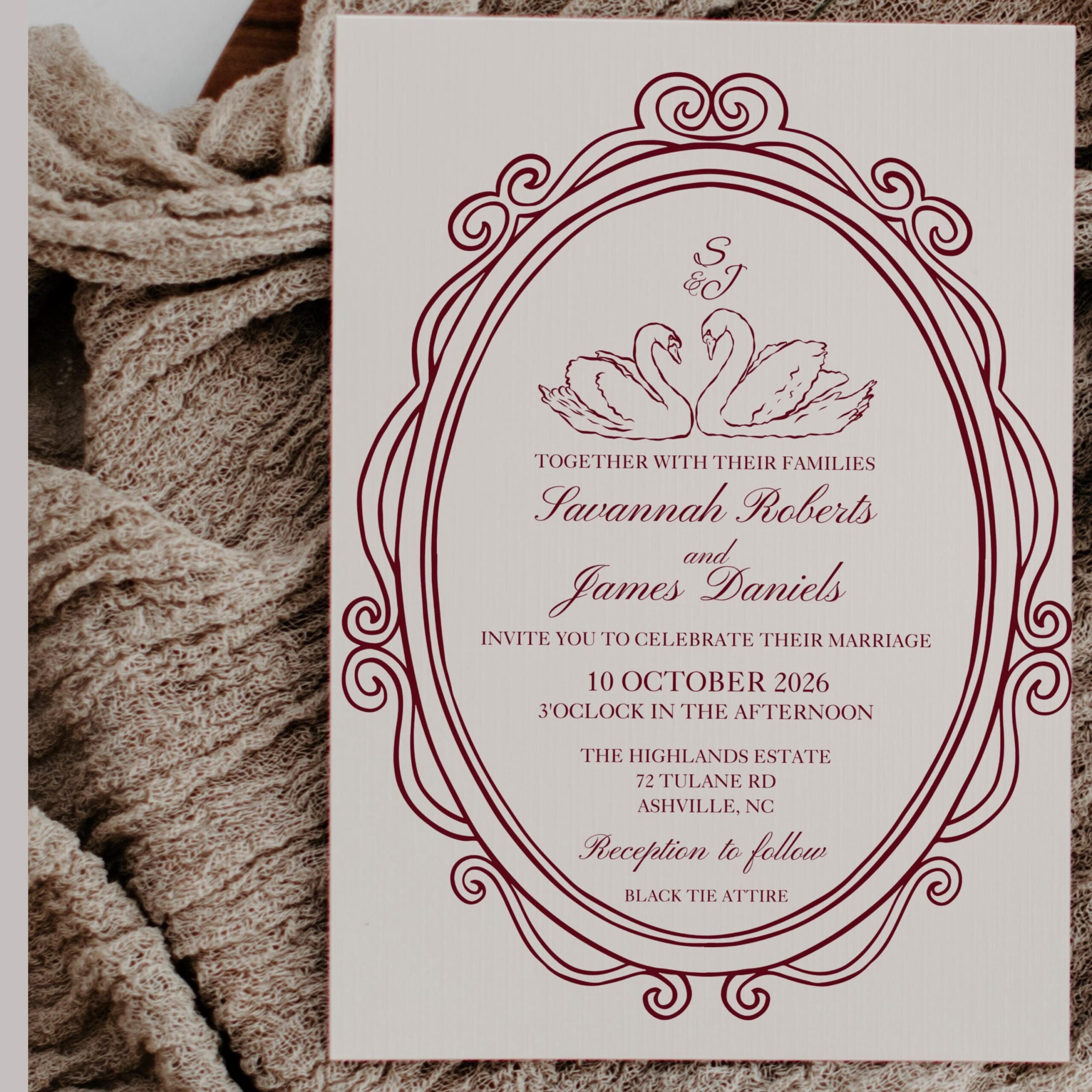 Vintage Romance Wedding Invitation Template: Old Money Red Accent Template (digital Download) — Etsy