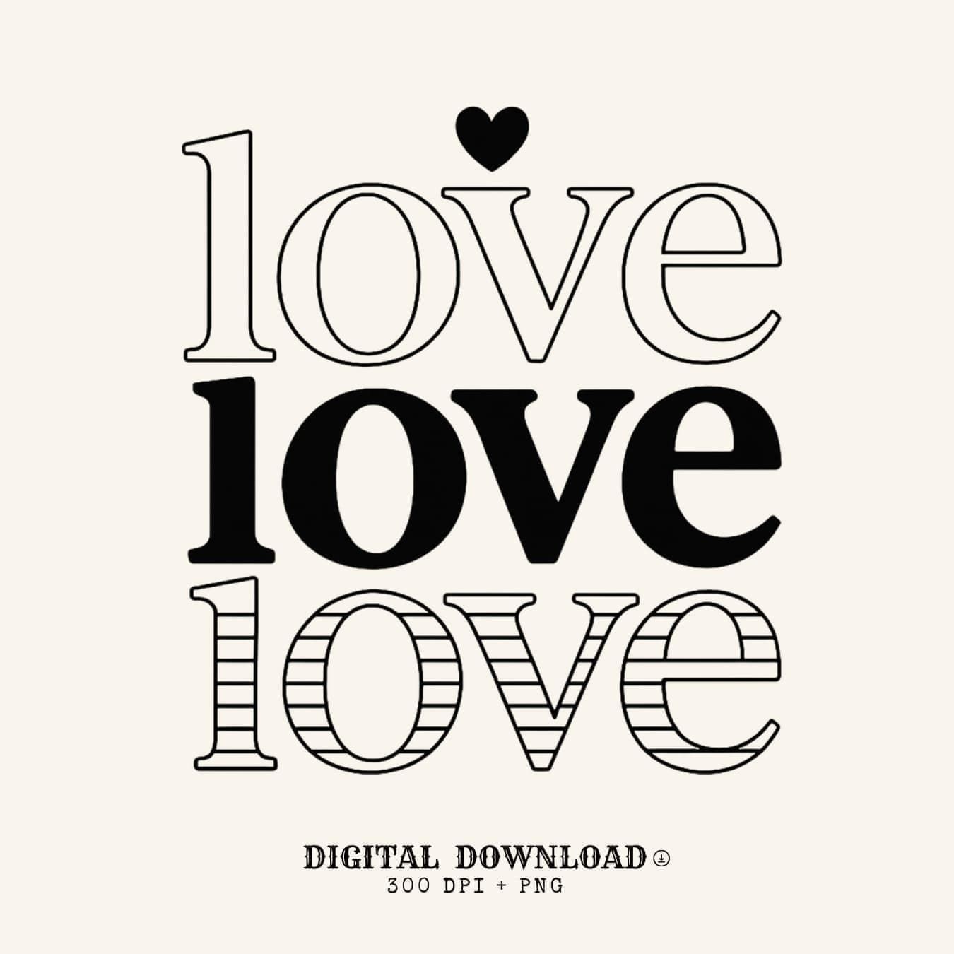 Lettre d’amour rétro PNG | Typographie moderne, cadeau de Saint-Valentin (téléchargement numérique