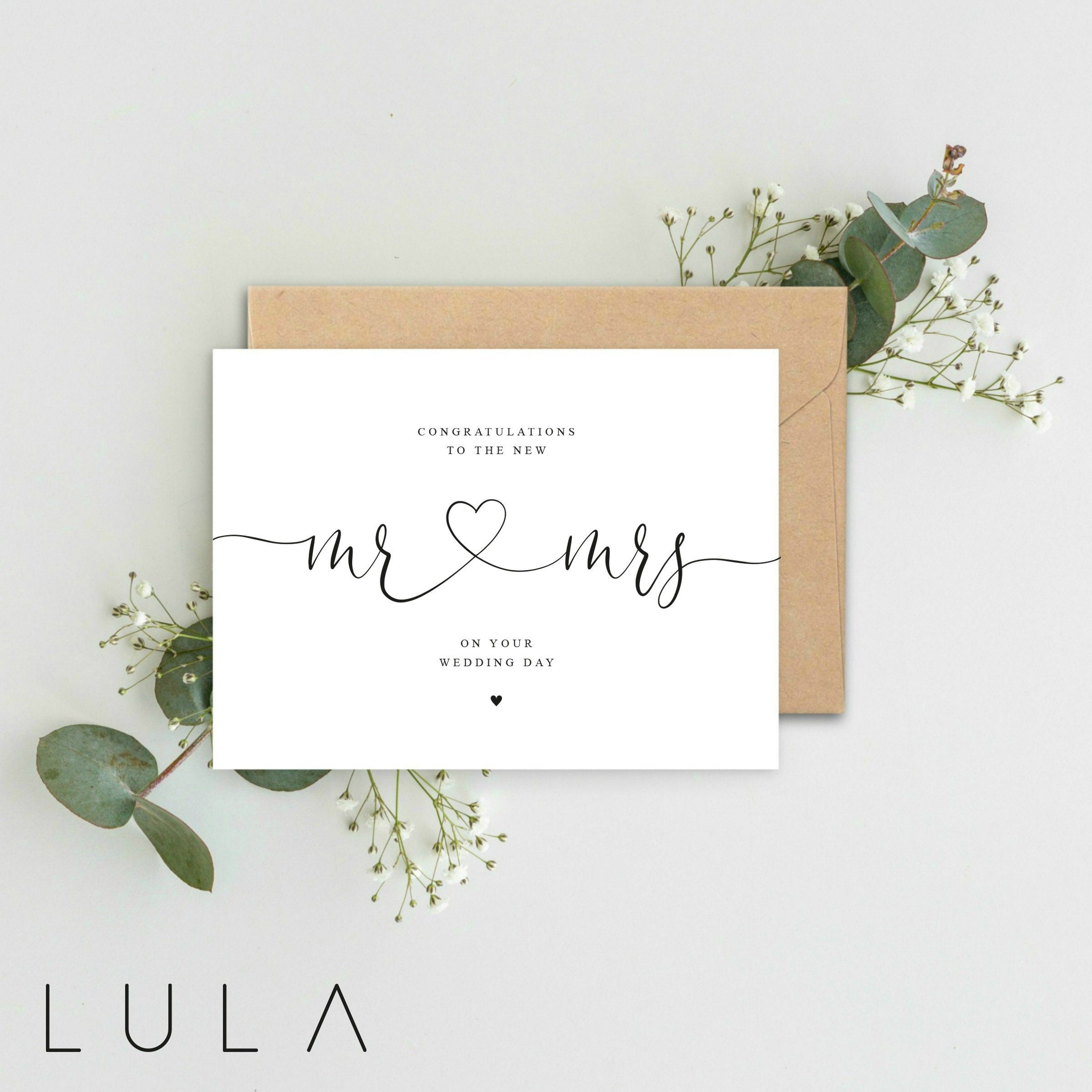 Congratulations to the New MR and MRS on Your Wedding Day A5 — Etsy