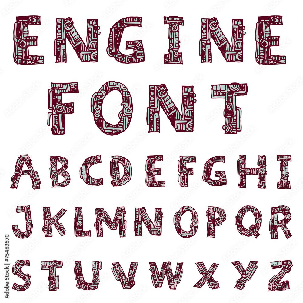 mechanical font style, Vector. Stock Vector | Adobe Stock