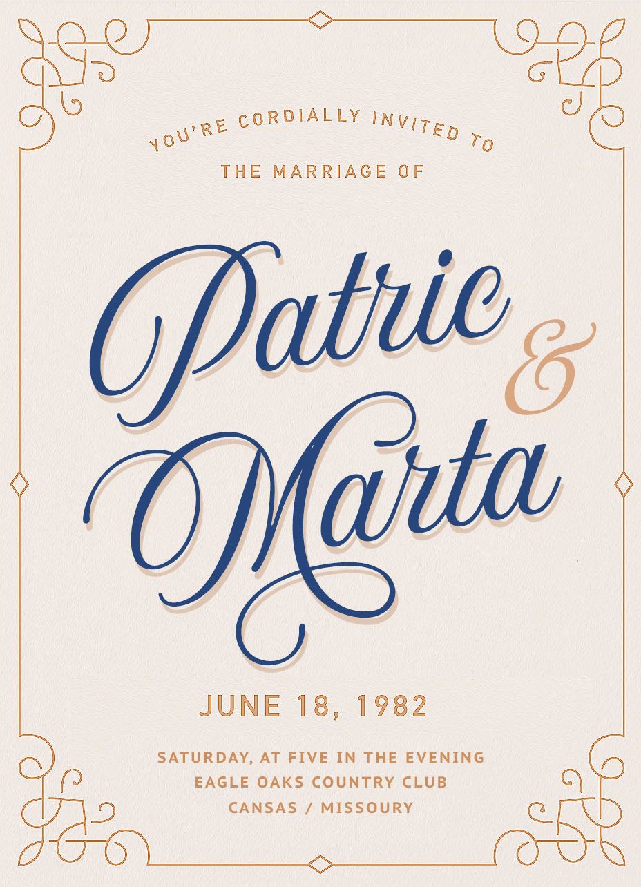 Wedding invitation designed with Aurora Script