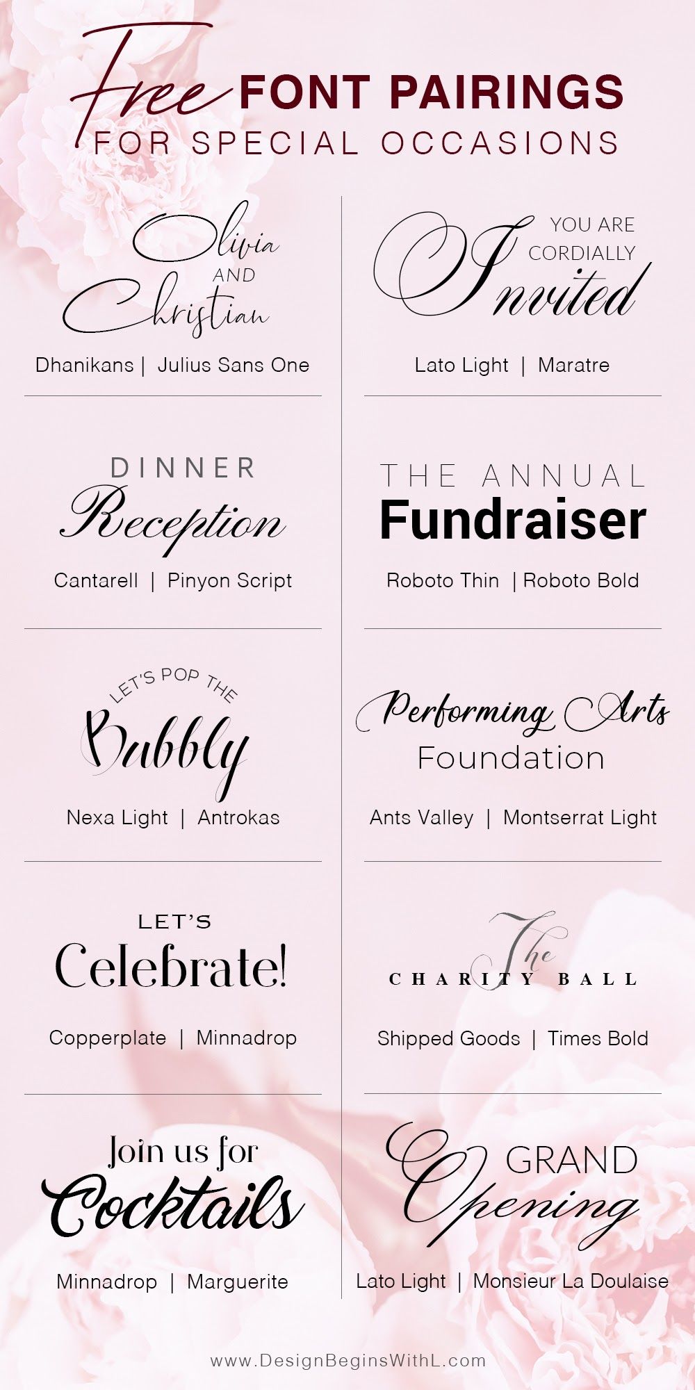 Fabulous Free Font Pairings for Special Occasions