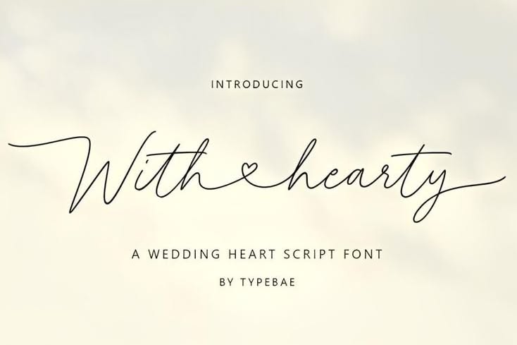 With Hearty Script Font — Elegant Heart Ligature, Wedding & Logo Design