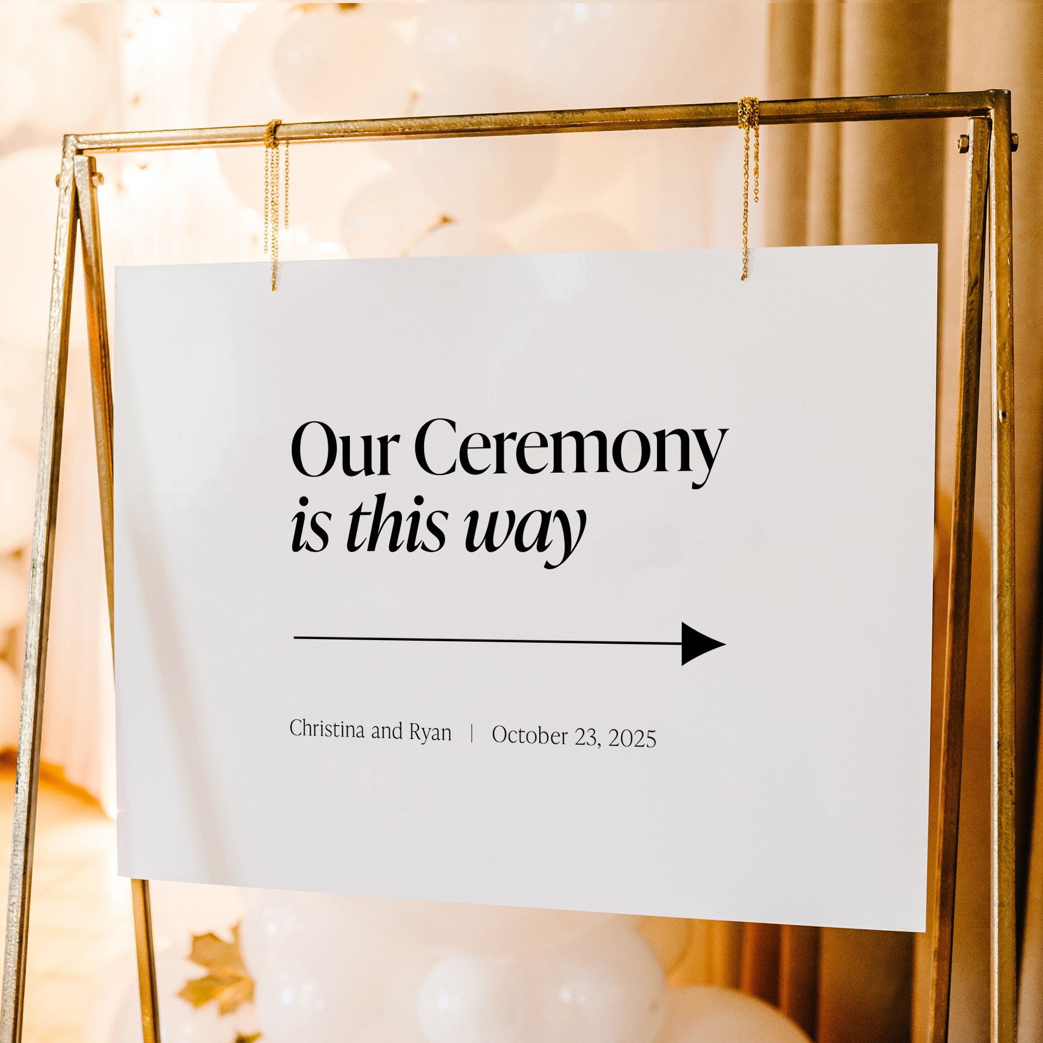 Our Ceremony This Way Sign, Ultra Minimalist Wedding Ceremony Sign Printable, Modern Wedding Directions Sign, Arrow Poster, SN500_C — Etsy