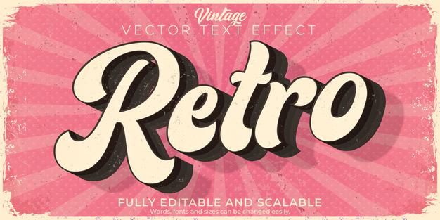 Retro, vintage text effect, editable 70s and 80s text style | Free Vector