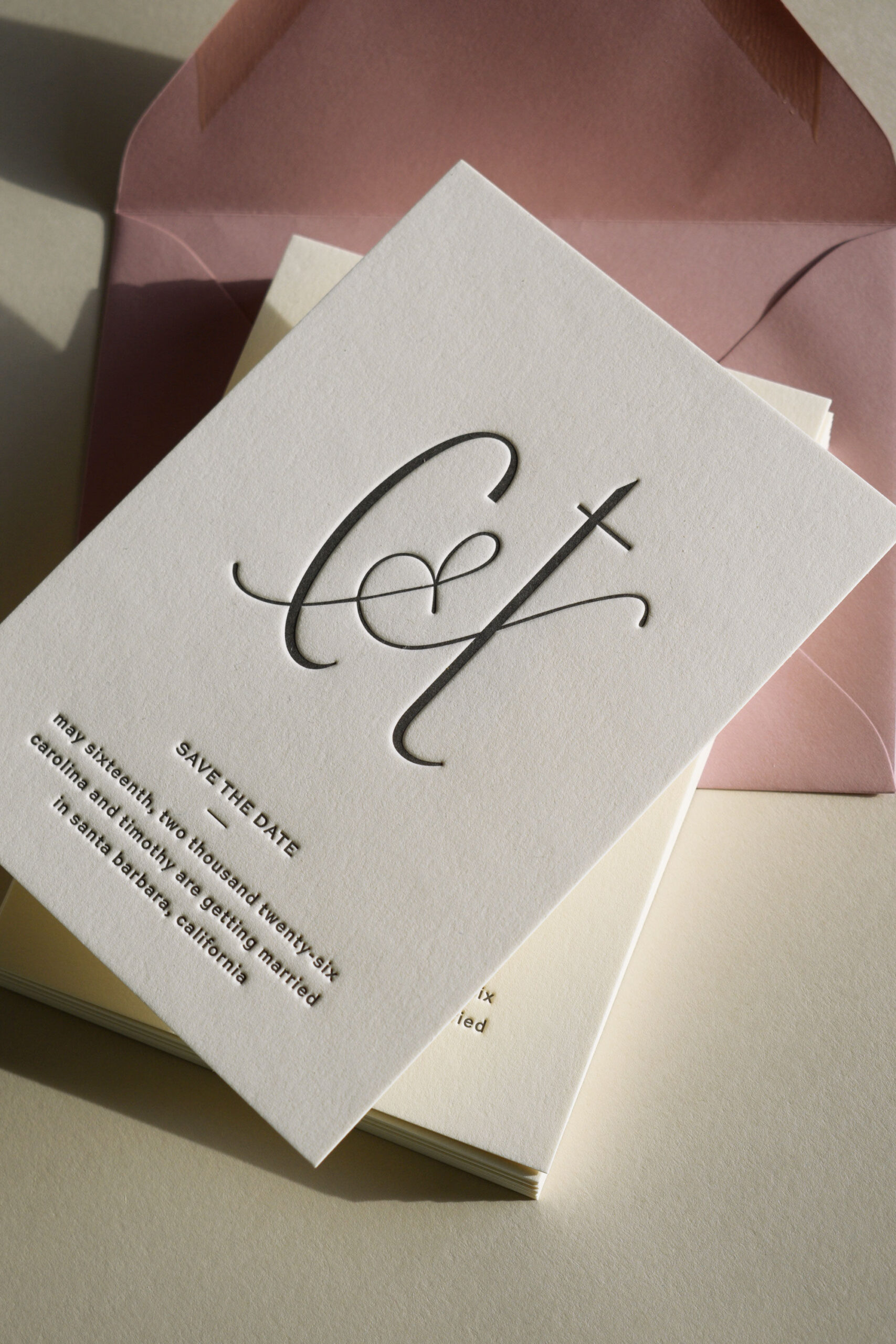 Modern Letterpress Wedding Invitation & Save the Dates