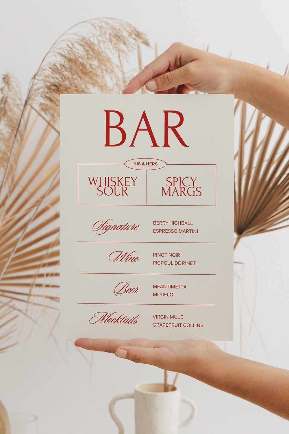 Chic Minimalist Wedding Templates: Cream & Red 90s Vibes