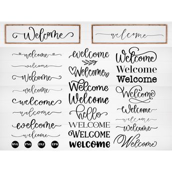 Welcome Svg Bundle, Welcome Sign Svg, Welcome Svg, Door Sign Svg, Porch Sign Svg, Home Svg, Farmhouse Svg, Welcome Cut File, Welcome Words — Etsy UK