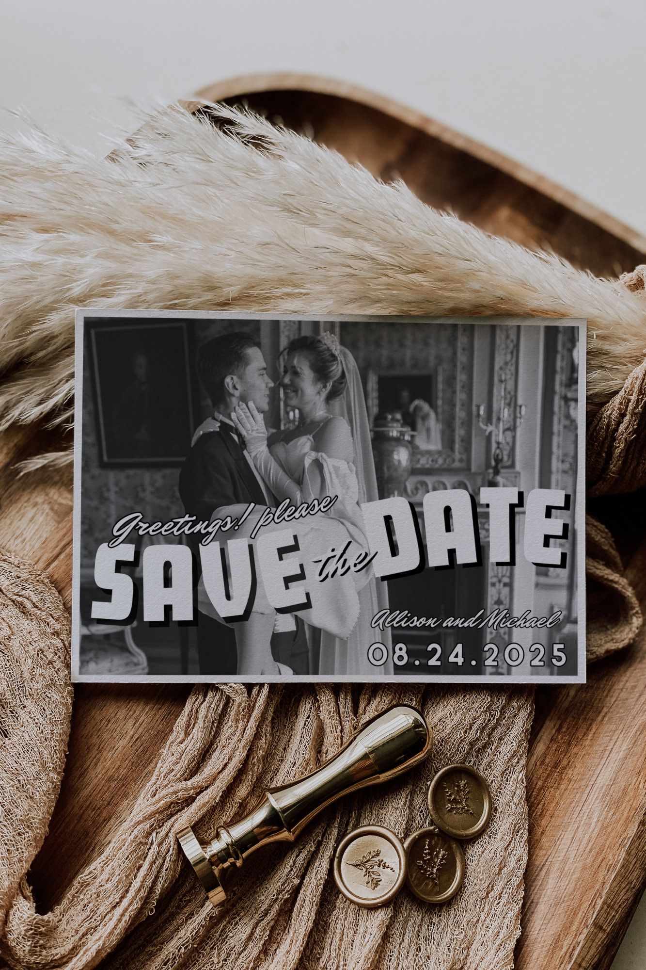 Vintage Postcard Inspired Save the Date Template, Editable Retro Photo Save the Date, Printable Save the Date Photo Card, Vintage Greetings — Etsy