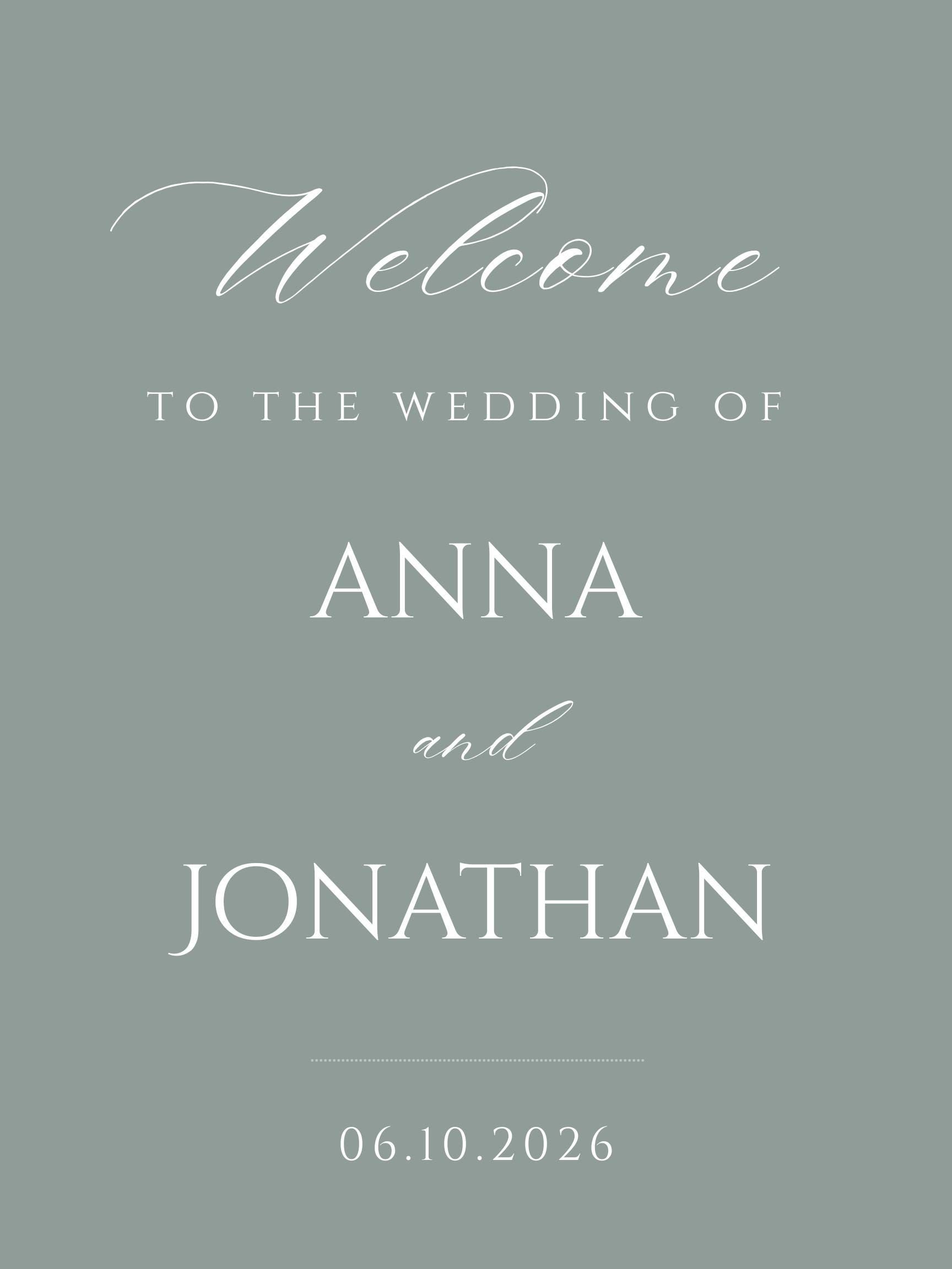 Modèle de plaque de bienvenue de mariage modifiable cultivé | Panneau de mariage minimaliste en toile moderne