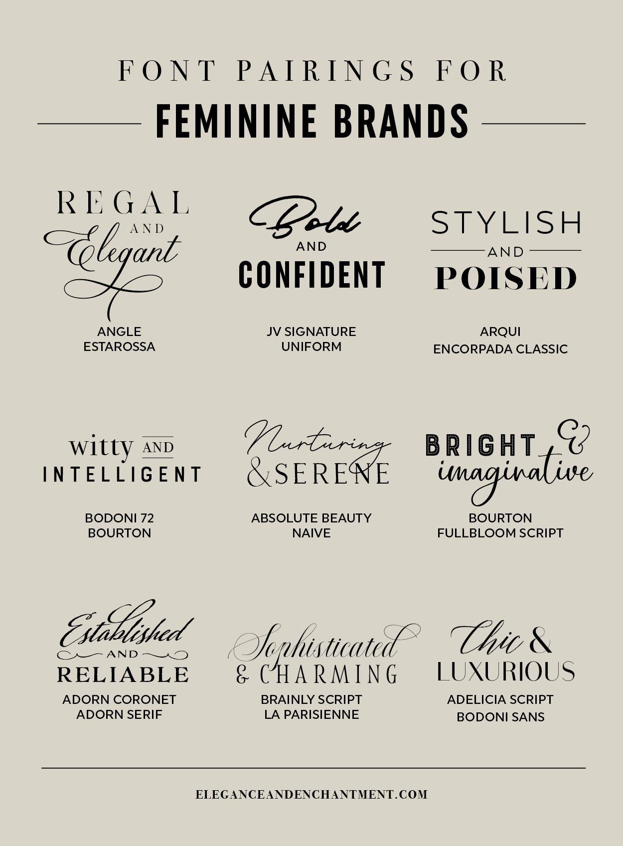 Font pairings for Feminine Brands — Elegance & Enchantment
